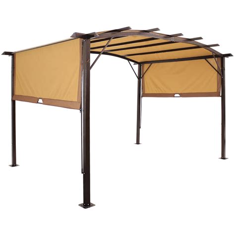 Sunnydaze Decor, 9x12 Metal Arched Pergola with Retractable